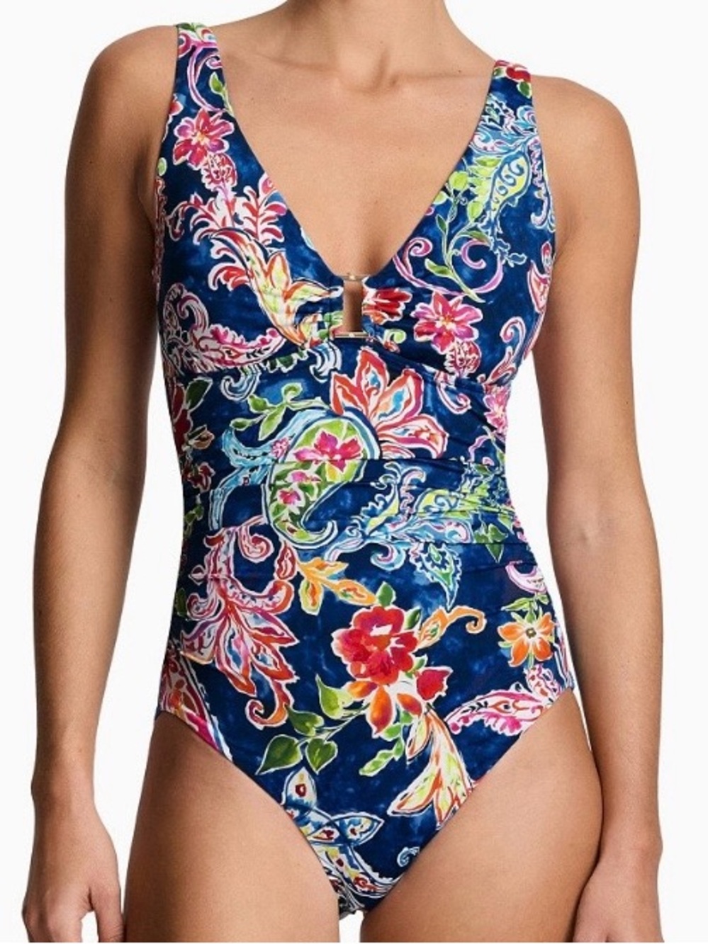 RL Ring Over-The-Shoulder Underwire One-Piece Swimsuit-NWT